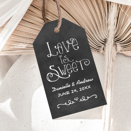Rustic Script Chalkboard Bröllop Kärlek är Sweet Presentetikett
