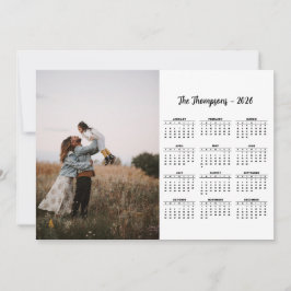 Rustic Script Family Photo 2026 Calendar 12 Month Julkort