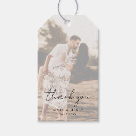 Rustic Script Foto Modern Bröllop Presentetikett