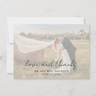 Rustic Script Foto Modern Bröllop Tack Kort