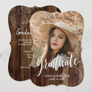 Rustic Script Guld Bokeh Photo Studenten Inbjudningar