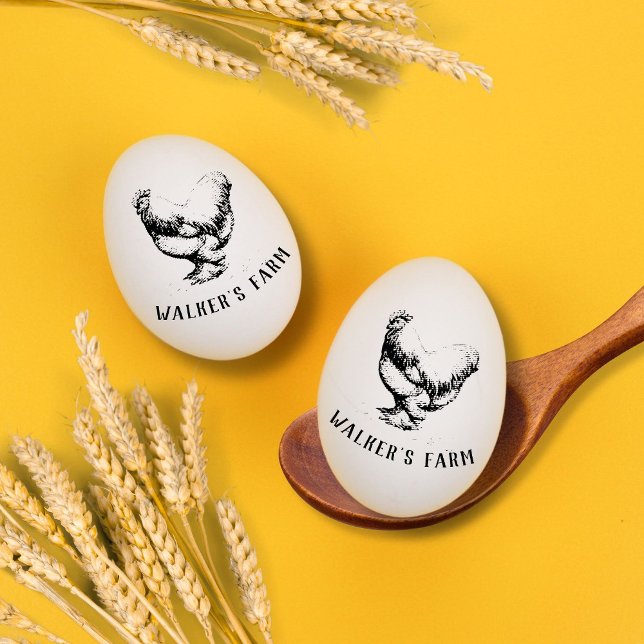 Rustic Script Hen Egg Frimärke Stämpel (Skapare uppladdad)