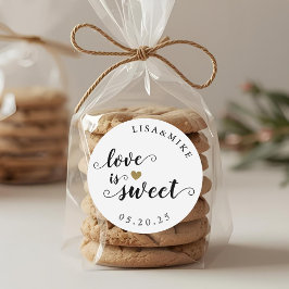 Rustic Script Kärlek är Sött Bröllopsgåva Runt Klistermärke