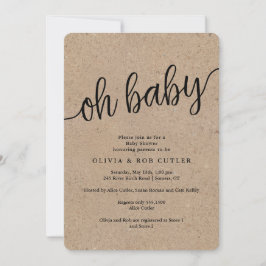 Rustic Script Kraft Oh Baby Shower Inbjudningar