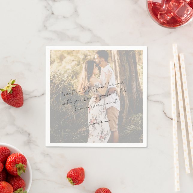 Rustic Script Love Note Photo Modern Wedding Pappersservett (Insitu)