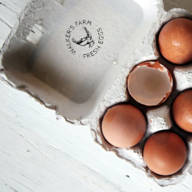 Rustic Script Lycklig Hen Egg Frimärke Stämpel (Skapare uppladdad)