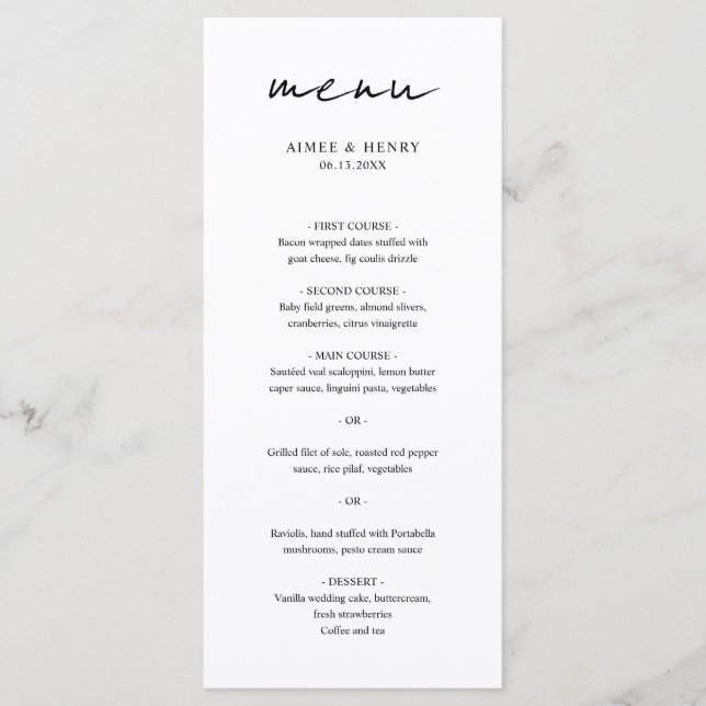 Rustic Script Modern Bröllop Meny (Framsida)