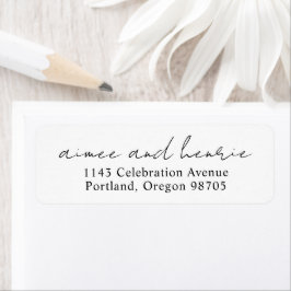 Rustic Script Modern Bröllop Returadress Etikett