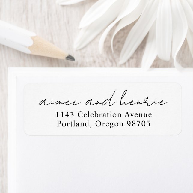Rustic Script Modern Bröllop Returadress Etikett (Insitu)