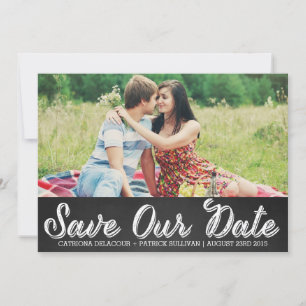 Rustic Script Photo Spara - meddelande om datum Inbjudningar
