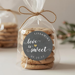 Rustic Script Rosa Kärlek är Sött Bröllopspresent Runt Klistermärke