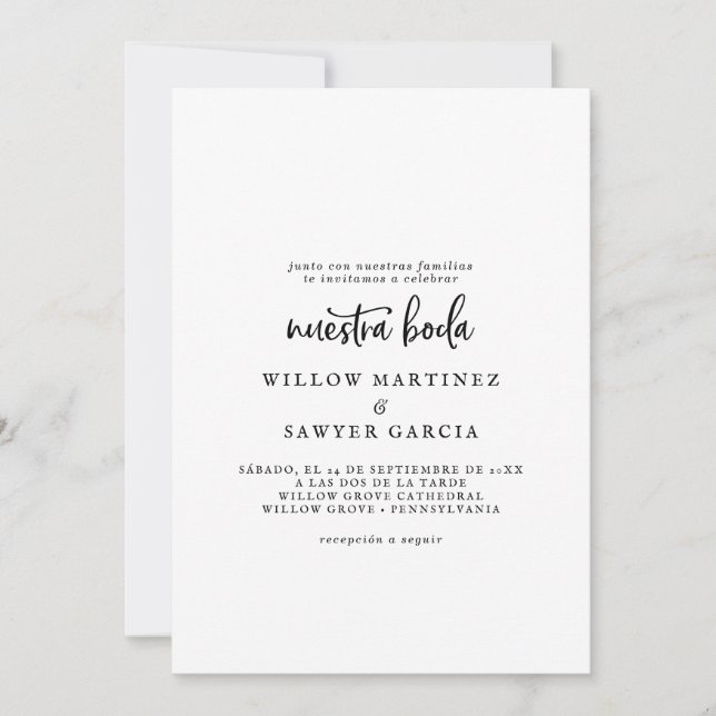 Rustic Script Spain Nuestra Boda Inbjudningar (Framsida)