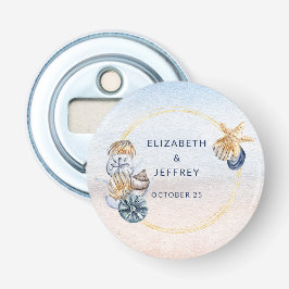 Rustic Seashells Ocean Sea Summer Beach Wedding Flasköppnare