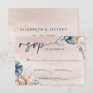 Rustic Seashells Ocean Sea Summer Beach Wedding OSA Kort