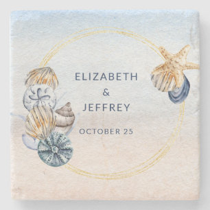 Rustic Seashells Ocean Sea Summer Beach Wedding Stenunderlägg