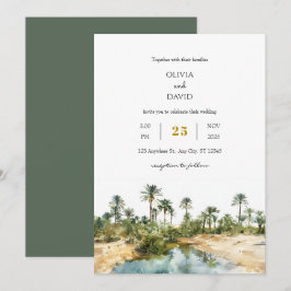 Rustic Seaside Handflatan Oasis vattencolor Beach Inbjudningar