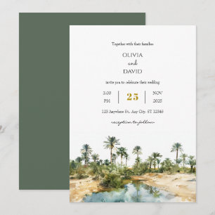 Rustic Seaside Handflatan Oasis vattencolor Beach Inbjudningar