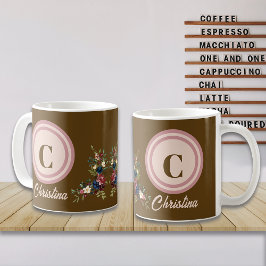 Rustic Season Florals Custom Monogram Kaffemugg