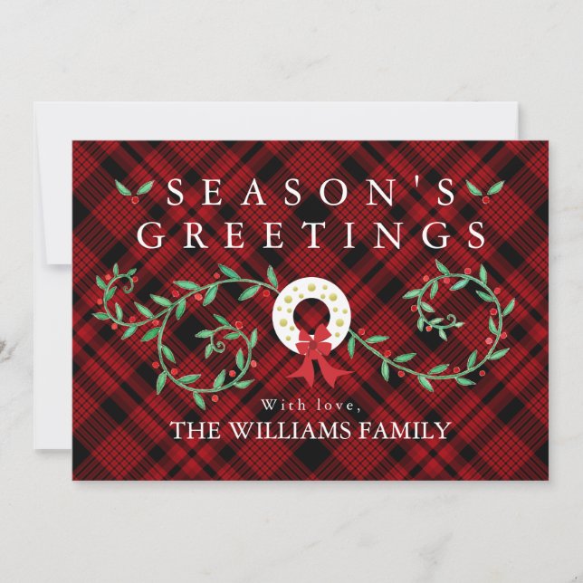 Rustic Season's Greetings WAN Red Plade Family Julkort (Framsida)