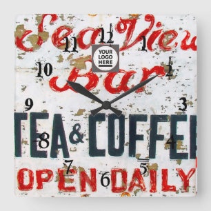 Rustic Seaview Coastal Temed Hotel personlig Fyrkantig Klocka