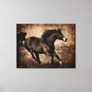 Rustic Sepia Galloping Horse Canvastryck