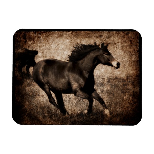 Rustic Sepia Galloping Horse Magnet (Horisontell)