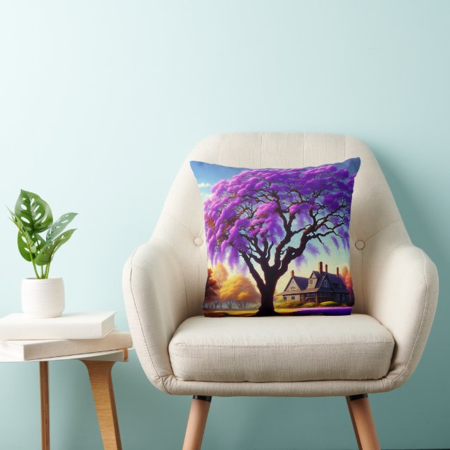 **"Rustic Serenity: Lila Jacarandas Embrace Kudde (Stol)