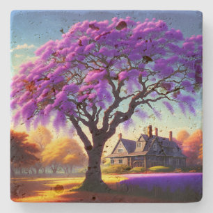 **"Rustic Serenity: Lila Jacarandas Embrace Stenunderlägg