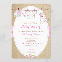 Rustic Shabby chic Baby Shower Girl-inbjudningar Inbjudningar
