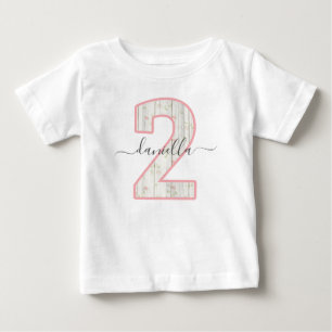 Rustic Shabby chic Rosa Blommigt Wood 2 Två födels T Shirt