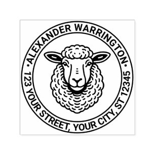 Rustic Sheep Head Namn Returadress Självfärgande Stämpel