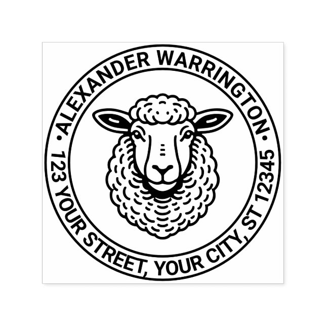 Rustic Sheep Head Namn Returadress Självfärgande Stämpel (Design)