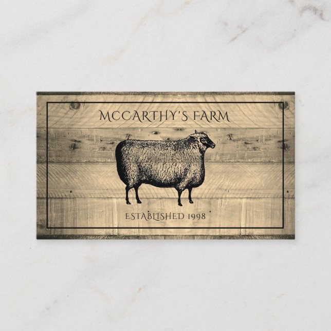 Rustic Sheep Shiplap Barn Wood Anpassningsbar Farm Visitkort (Framsida)