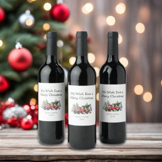 Rustic Sheep Vintage Red Lastbil Vinflaska Etikett