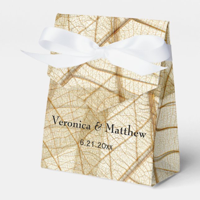 Rustic Sheer Cream Snöre Löv Bröllop Presentaskar (Framsidan Sidan)