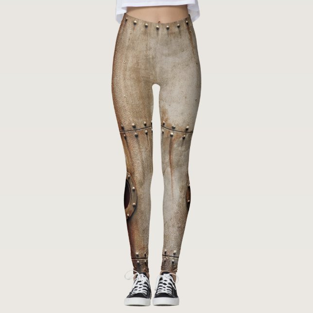 Rustic Shipwreck Metall Rivets Struktur Leggings (Framsida)