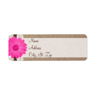 Rustic Shock rosa Gerber Daisy Returetiketters Returadress Etikett