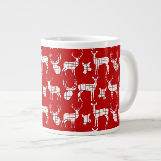 Rustic Silhouette Hjort on Red Specialty Mugg Jumbo Mugg (Framsida höger)