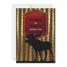 Rustic Silhouette Moose, Guld Aspen Träd Bröllop