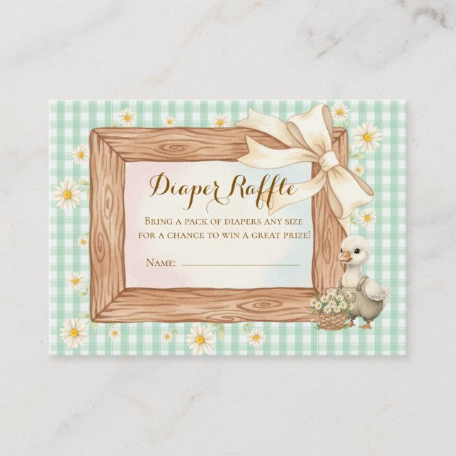 Rustic Silly Goose Baby Shower Diaper Raffle Card Tilläggskort (Framsida)