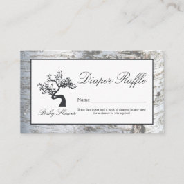 Rustic Silver Birch Träd Baby Diaper Raffle Biljet Tilläggskort