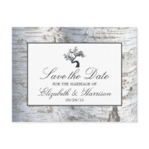 Rustic Silver Birch Träd sparar datumet