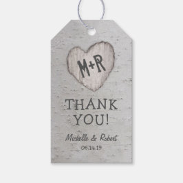 Rustic Silver Birch Träd Wedding Favor Tack Presentetikett