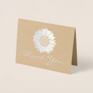 Rustic Silver Foil Solros Bröllop Tack Folierat Kort