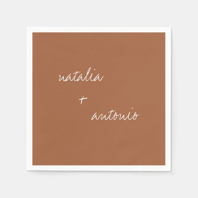 Rustic Simpity | Minimalistisk Terracotta Bröllop Pappersservett (Framsidan)
