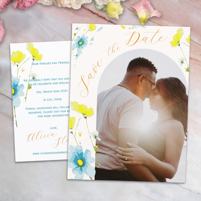 Rustic Simple 1 Photo Arch Spara datumet Vykort (Skapare uppladdad)