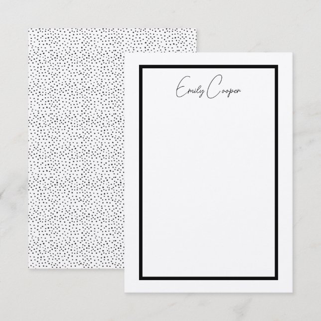 Rustic Simple Black Polka Dot Gräns Monogram Tack Kort (Fram/baksida)