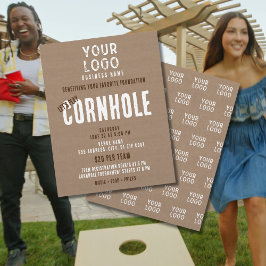 Rustic Simple Business Logotyp Cornhole Fundraiser Reklamblad