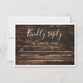 Rustic Simple Elegant Barn Wood Bröllop OSA Kort