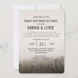 Rustic Simple Forest Misty Ligcape Baby Shower Inbjudningar